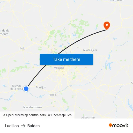 Lucillos to Baides map