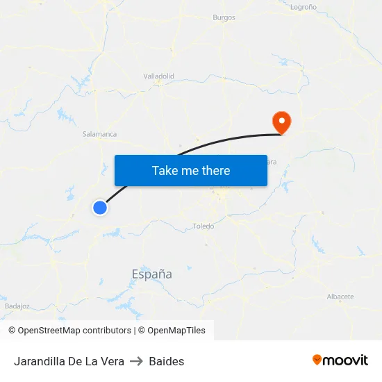 Jarandilla De La Vera to Baides map