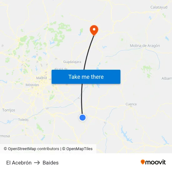 El Acebrón to Baides map