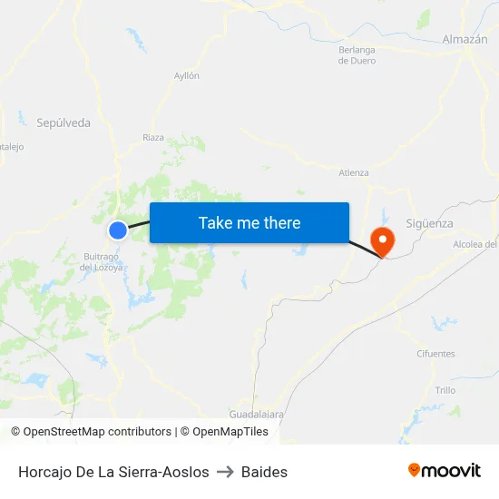 Horcajo De La Sierra-Aoslos to Baides map