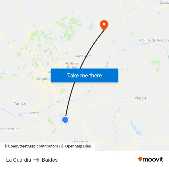 La Guardia to Baides map