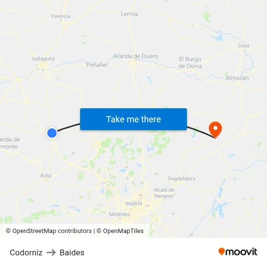 Codorniz to Baides map