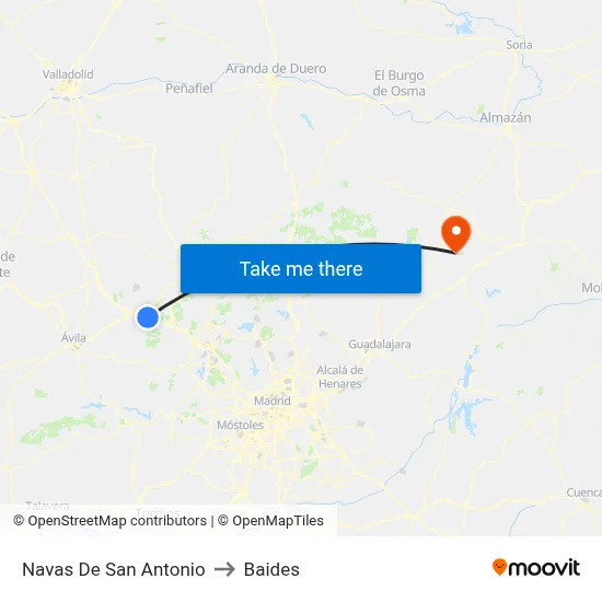 Navas De San Antonio to Baides map