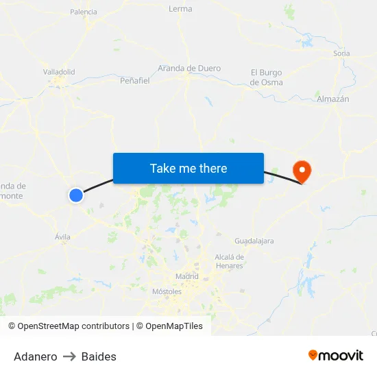 Adanero to Baides map