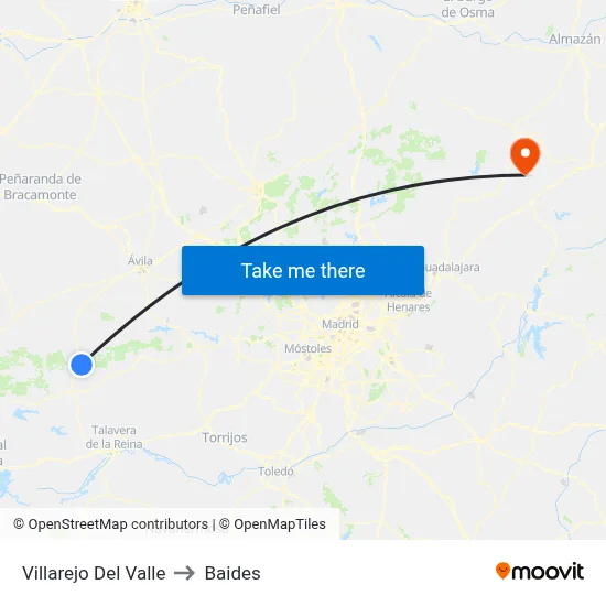 Villarejo Del Valle to Baides map