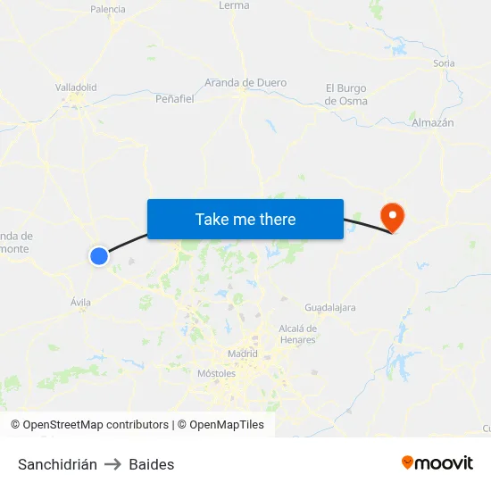 Sanchidrián to Baides map