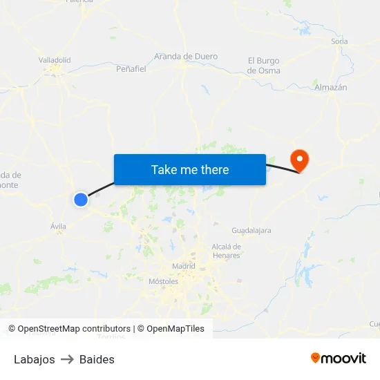 Labajos to Baides map