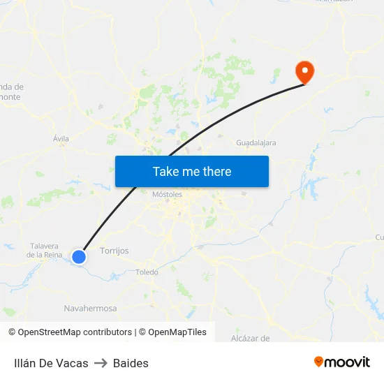 Illán De Vacas to Baides map