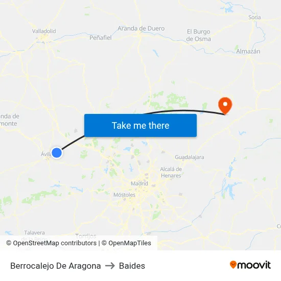 Berrocalejo De Aragona to Baides map