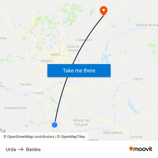 Urda to Baides map