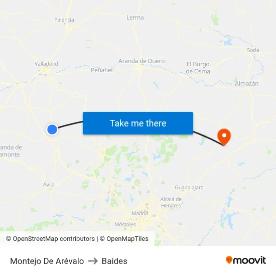 Montejo De Arévalo to Baides map
