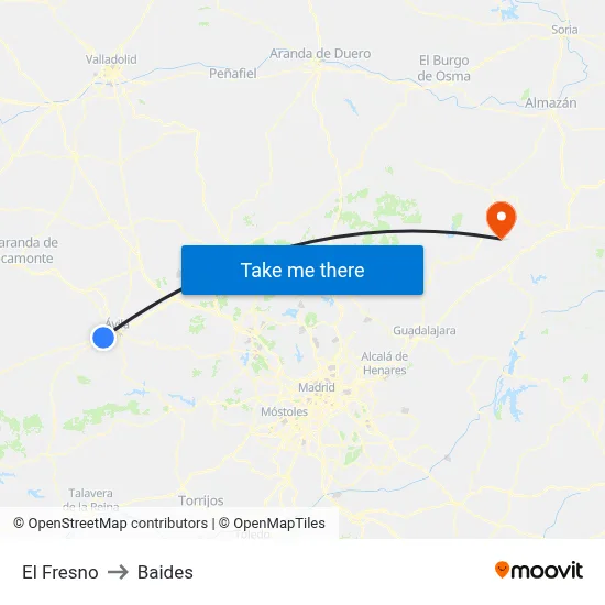 El Fresno to Baides map
