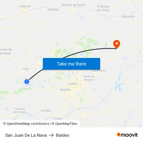 San Juan De La Nava to Baides map
