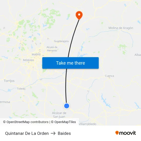 Quintanar De La Orden to Baides map