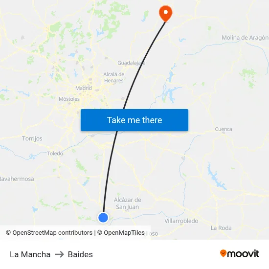 La Mancha to Baides map