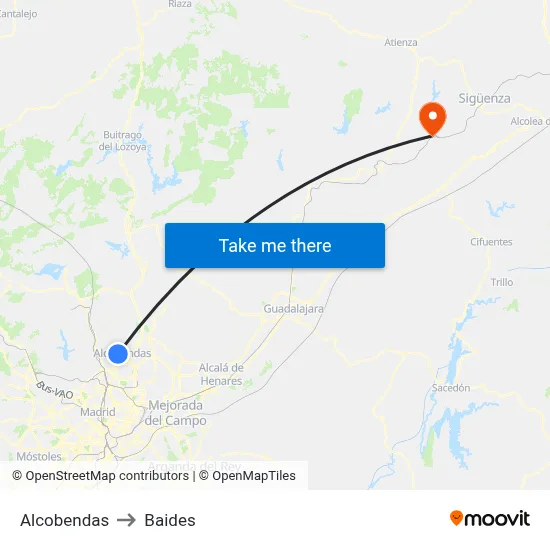 Alcobendas to Baides map