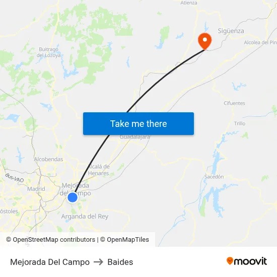 Mejorada Del Campo to Baides map