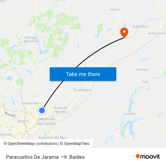 Paracuellos De Jarama to Baides map