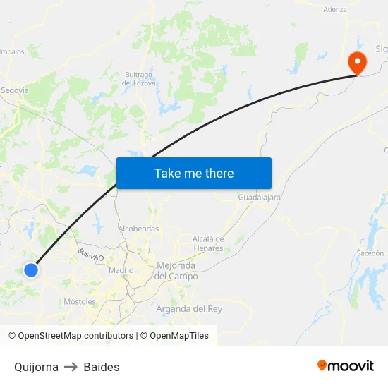 Quijorna to Baides map