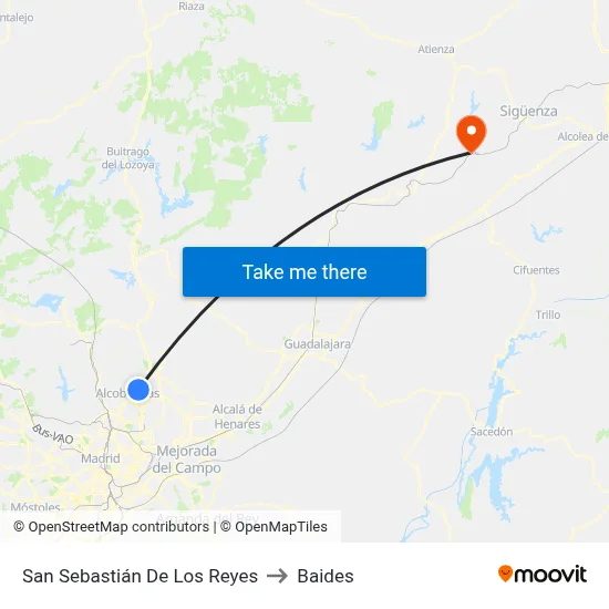 San Sebastián De Los Reyes to Baides map