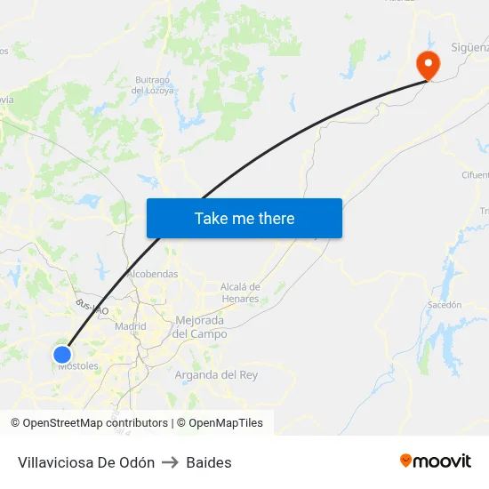 Villaviciosa De Odón to Baides map