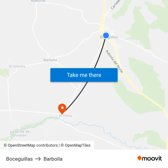 Boceguillas to Barbolla map