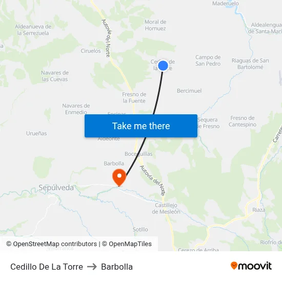 Cedillo De La Torre to Barbolla map
