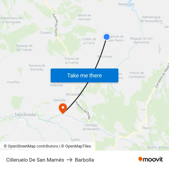 Cilleruelo De San Mamés to Barbolla map