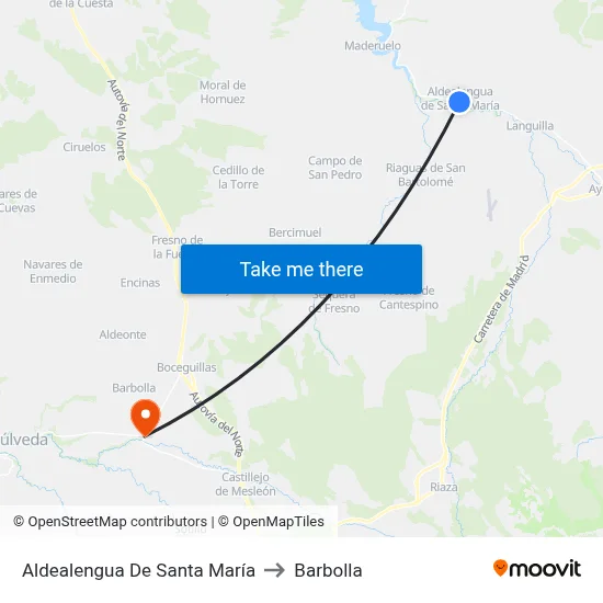 Aldealengua De Santa María to Barbolla map