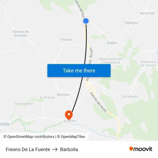 Fresno De La Fuente to Barbolla map