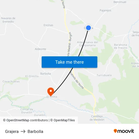 Grajera to Barbolla map