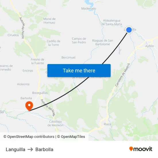Languilla to Barbolla map