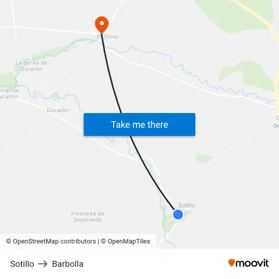 Sotillo to Barbolla map