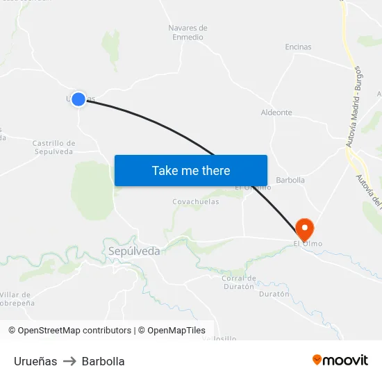 Urueñas to Barbolla map