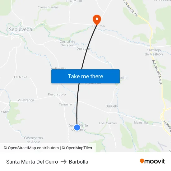 Santa Marta Del Cerro to Barbolla map