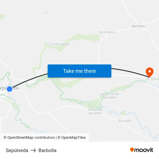 Sepúlveda to Barbolla map