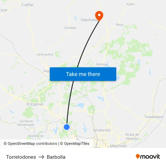 Torrelodones to Barbolla map