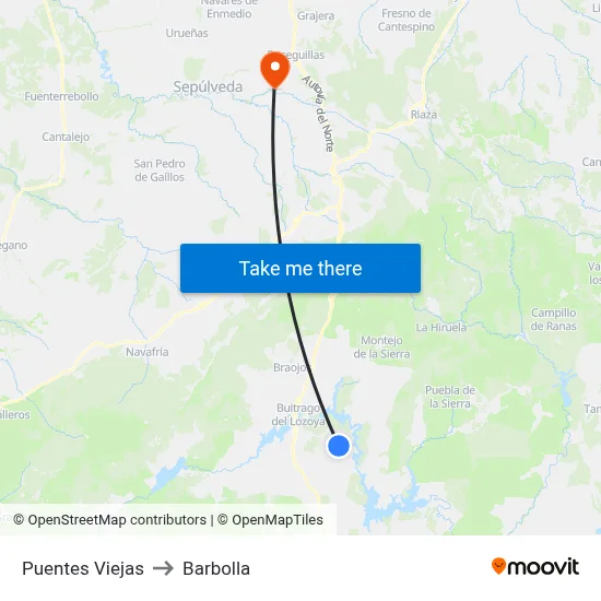 Puentes Viejas to Barbolla map