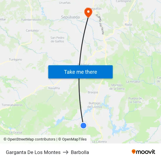 Garganta De Los Montes to Barbolla map