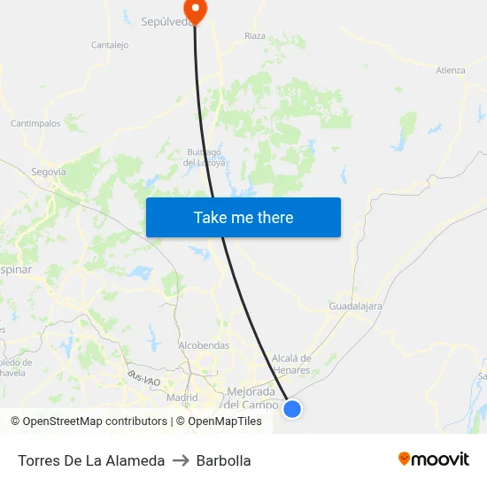 Torres De La Alameda to Barbolla map