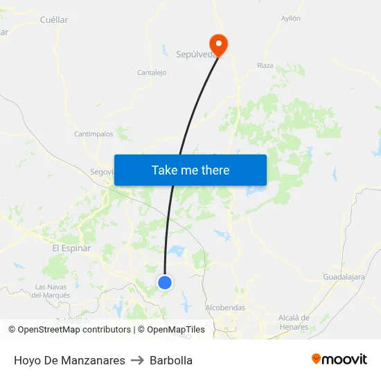Hoyo De Manzanares to Barbolla map
