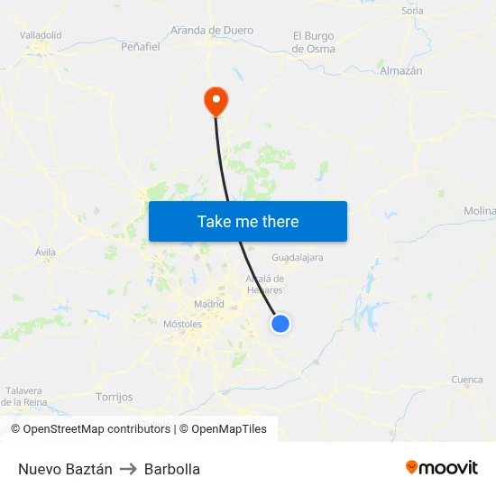 Nuevo Baztán to Barbolla map