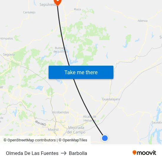 Olmeda De Las Fuentes to Barbolla map