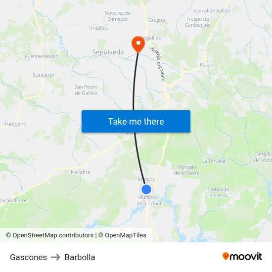 Gascones to Barbolla map