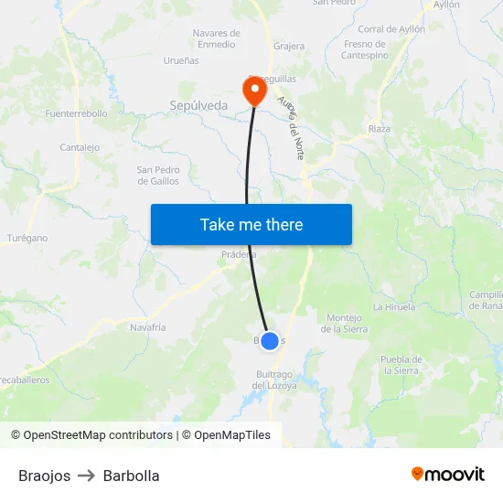 Braojos to Barbolla map