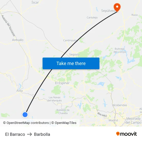 El Barraco to Barbolla map
