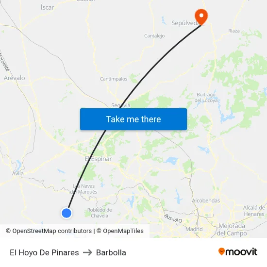 El Hoyo De Pinares to Barbolla map