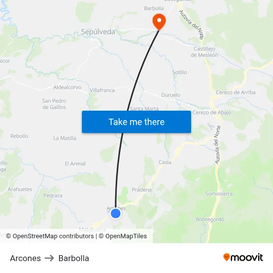 Arcones to Barbolla map