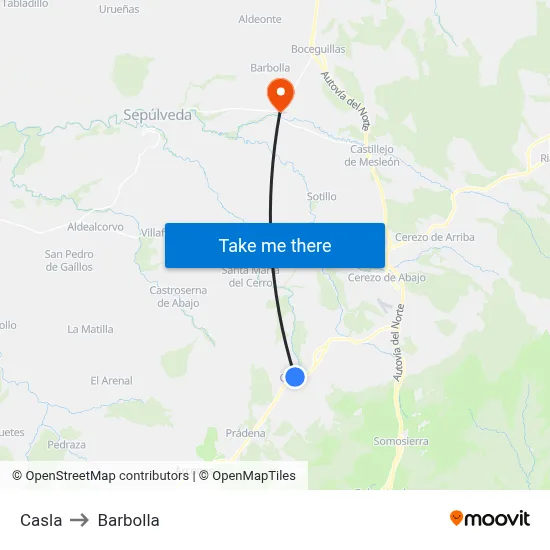 Casla to Barbolla map