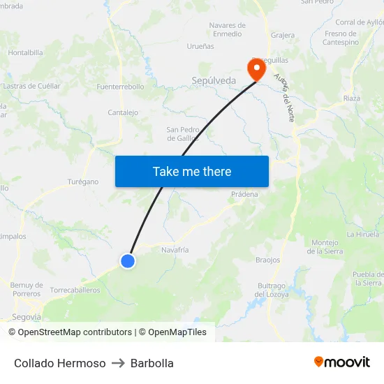 Collado Hermoso to Barbolla map